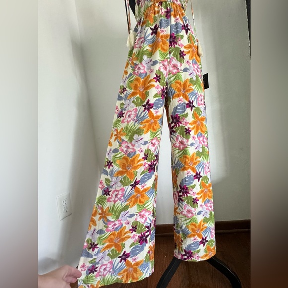 Lulus Paradise Perfect Cream Floral Tie-Strap Wide-Leg Jumpsuit - Picture 13 of 16